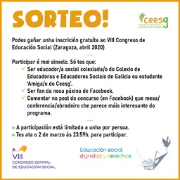  Sorteo de inscricións no VIII Congreso de Educación Social