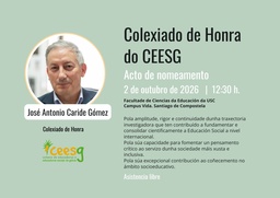 José Antonio Caride será nomeado Colexiado de Honra do CEESG