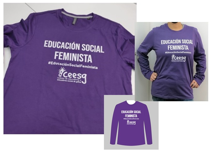 Camiseta #EducaciónSocialFeminista. Talla L